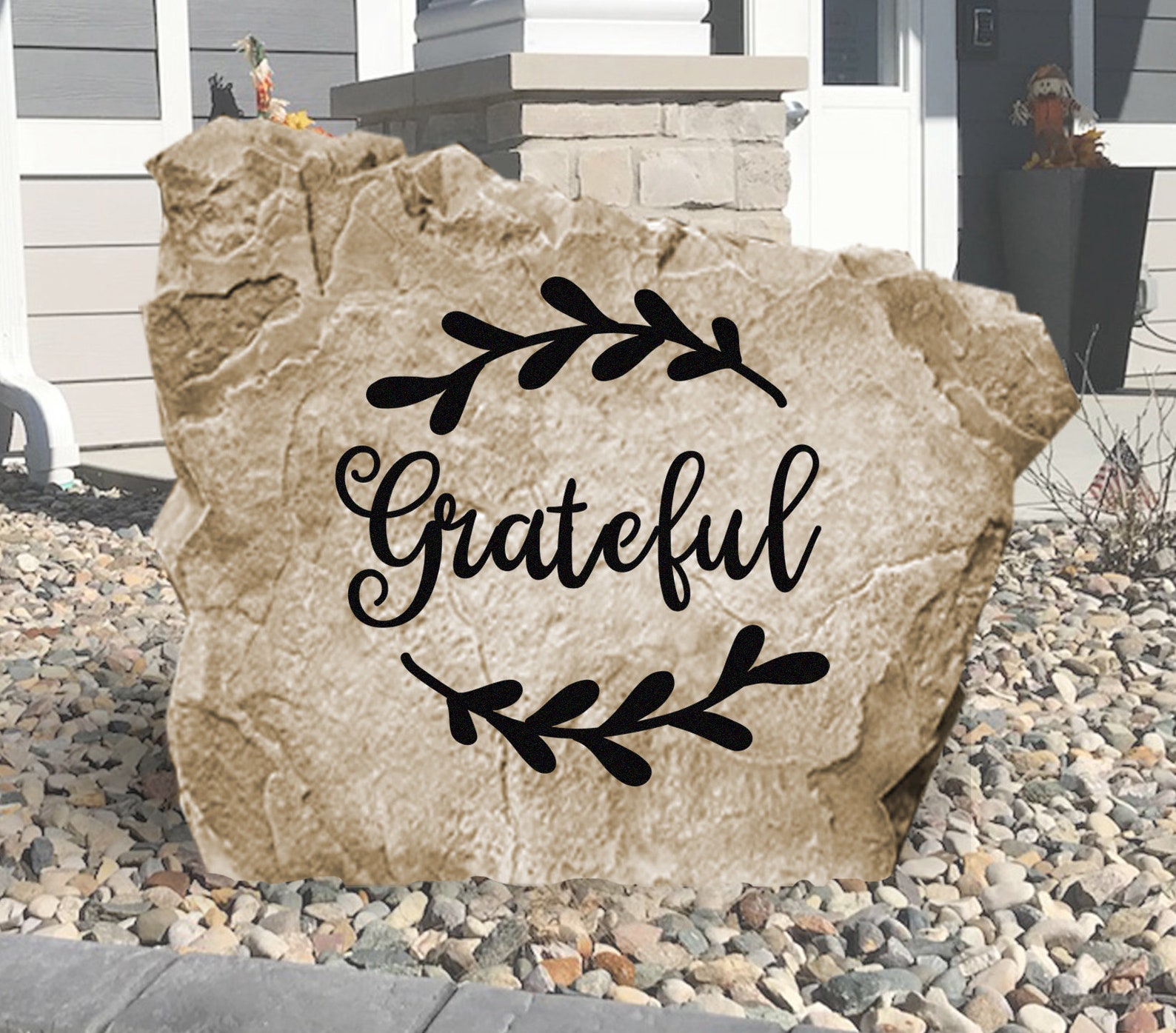 Grateful Stone Welcome Landscape Rock Engraved garden - Etsy