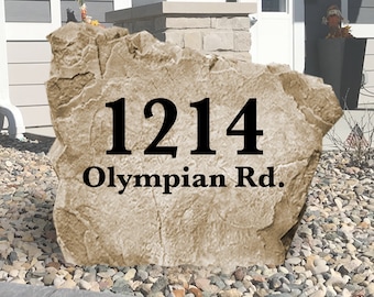 Dirección de casa en piedra estándar - Piedra grabada - Piedra personalizada - Piedra de jardín - Entrada de casa - Decoración de patio - Letrero de dirección