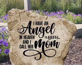 Mom Memorial Stone - Angel I Call Mom - Mother Memorial Sign - Grave Marker - Cross Memorial