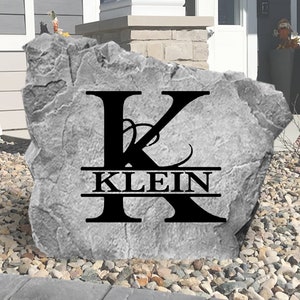 Fancy Monogram Name Stone - Engraved Rock - Personalized - Garden Stone - House Entry - Yard Decor - Wedding Gift- Family Stone