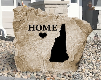 New Hampshire State Engraved Stone Sign - Engraved - All States Available - Garden Stone - House Entry - Yard Decor - State Sign