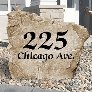 House Address Sign Elegant - Engraved Stone - Personalized - Garden Stone - House Entry - Yard Decor - Address Sign