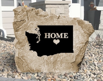 Washington Engraved Stone Sign - Engraved - All States Available - Garden Stone - House Entry - Yard Decor - State Sign