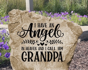 Grandpa Memorial Stone - Angel I Call Grandpa - Grandpa Memorial Sign - Grave Marker - Cross Memorial