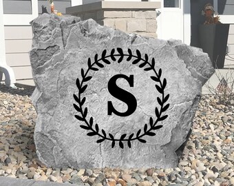 Vine Letter Personalized Rock - Engraved Rock - Personalized - Garden Stone - Wedding - House Entry - Yard Decor - Family Rock