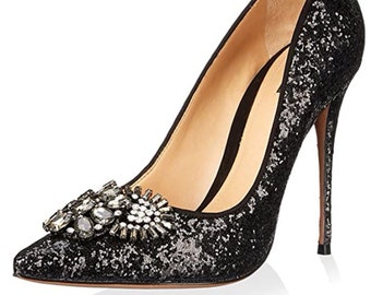 Gloednieuwe Glam Pointed Toe Bejeweled Killer Stiletto's, US Maat 8