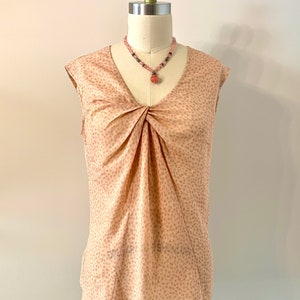Salmon Pink Top with Twisted V-neck Front, US Size 8