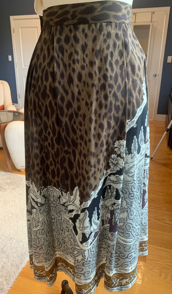 Sz 8 European Designer Animal Print Wool Midi-Ski… - image 6