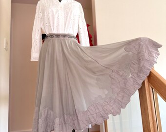 Sz 10 Nicole Farhi Quilted Bottom 2-Tone Circular Gauze Skirt