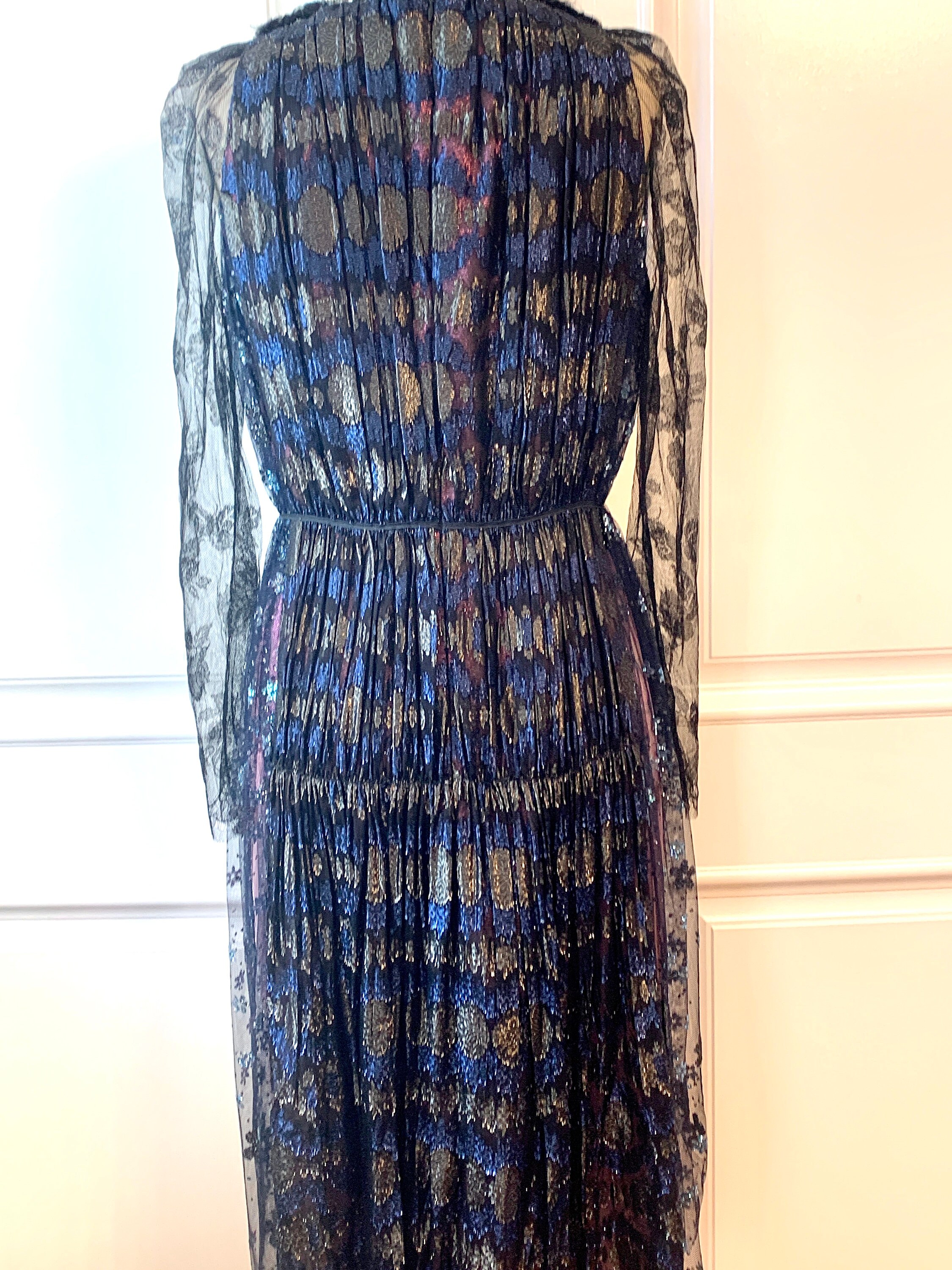 LANVIN Haute Couture Glitter Lace Cocktail Dress US Size 10 Etsy