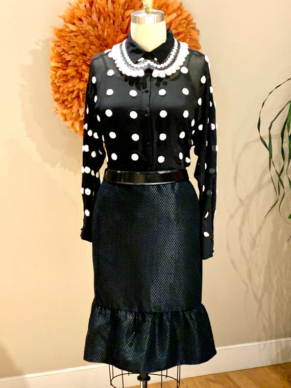 US Size 12 Shimmering Flounce Hem Black Skirt, Br… - image 1