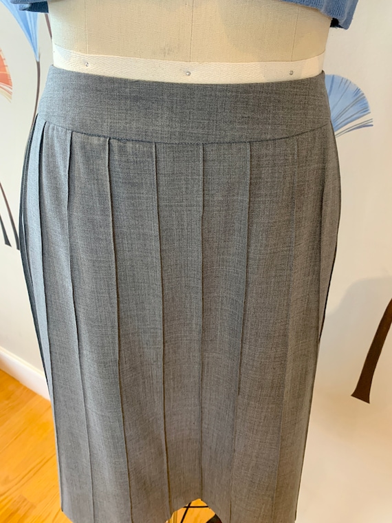 Wool Gray Skirt with Mock Pleats , US Size 10