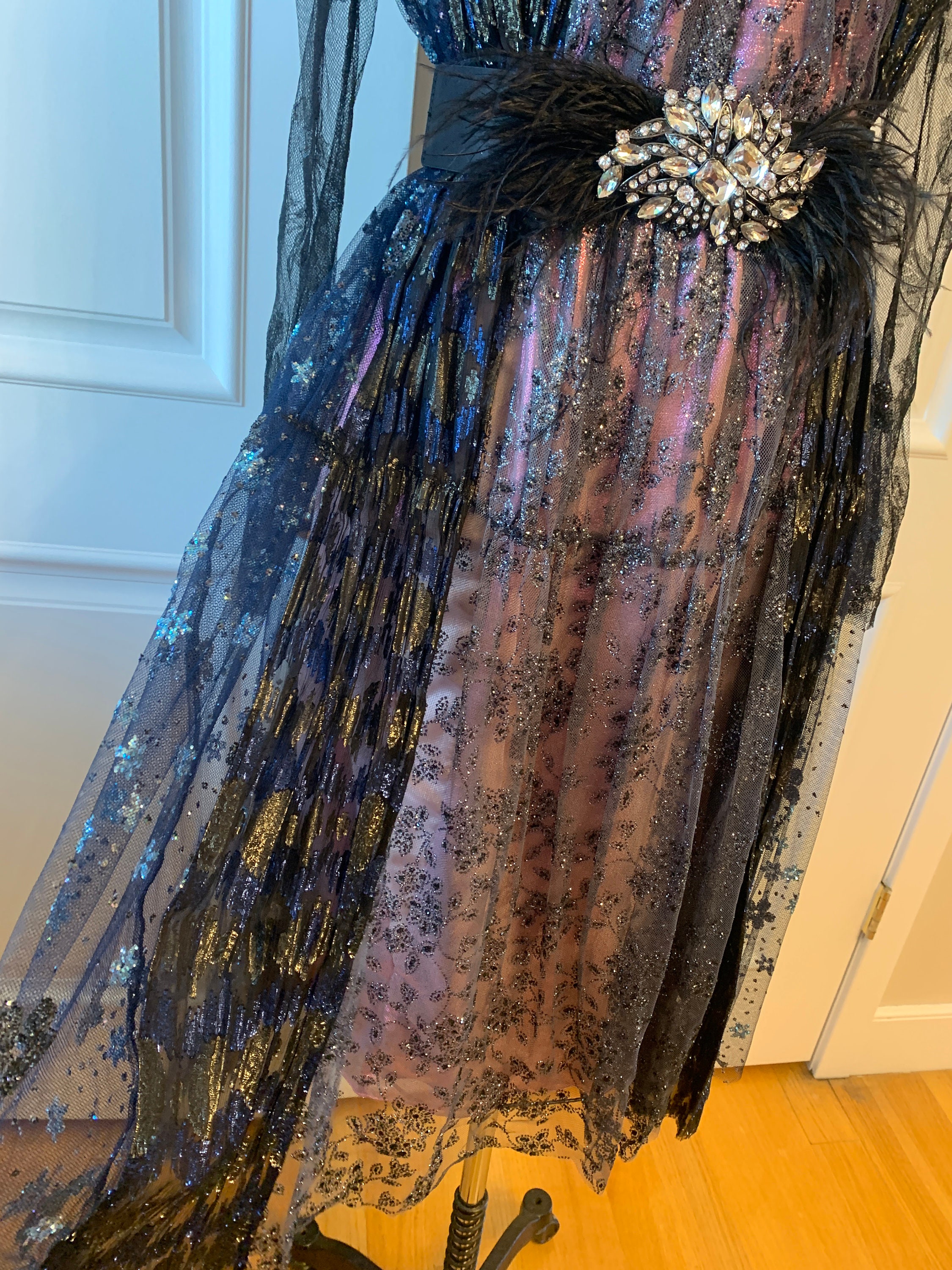 LANVIN Haute Couture Glitter Lace Cocktail Dress US Size 10 Etsy