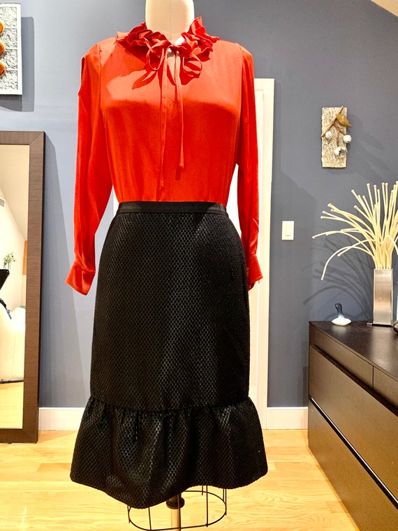 US Size 12 Shimmering Flounce Hem Black Skirt, Br… - image 3