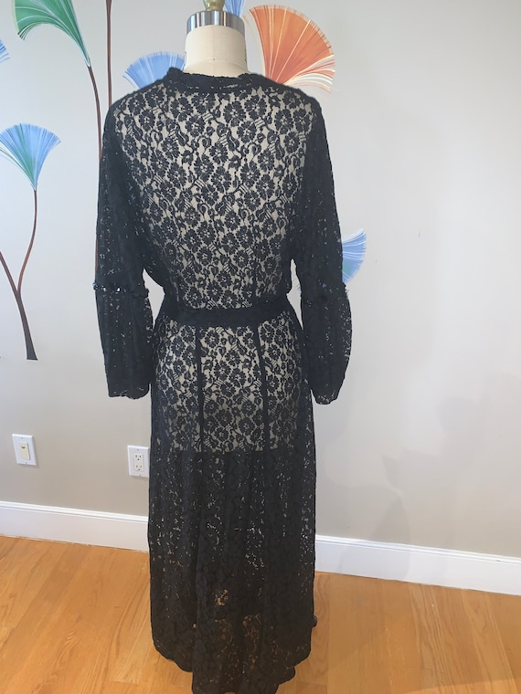 True Vintage 1930's Black Lace Gown with Belt | C… - image 5