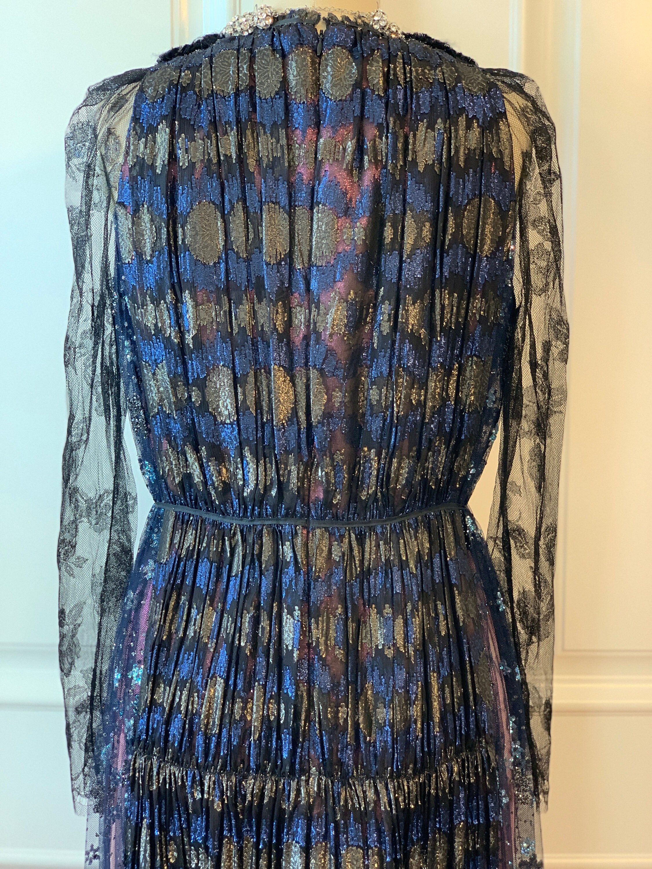 LANVIN Haute Couture Glitter Lace Cocktail Dress US Size 10 Etsy