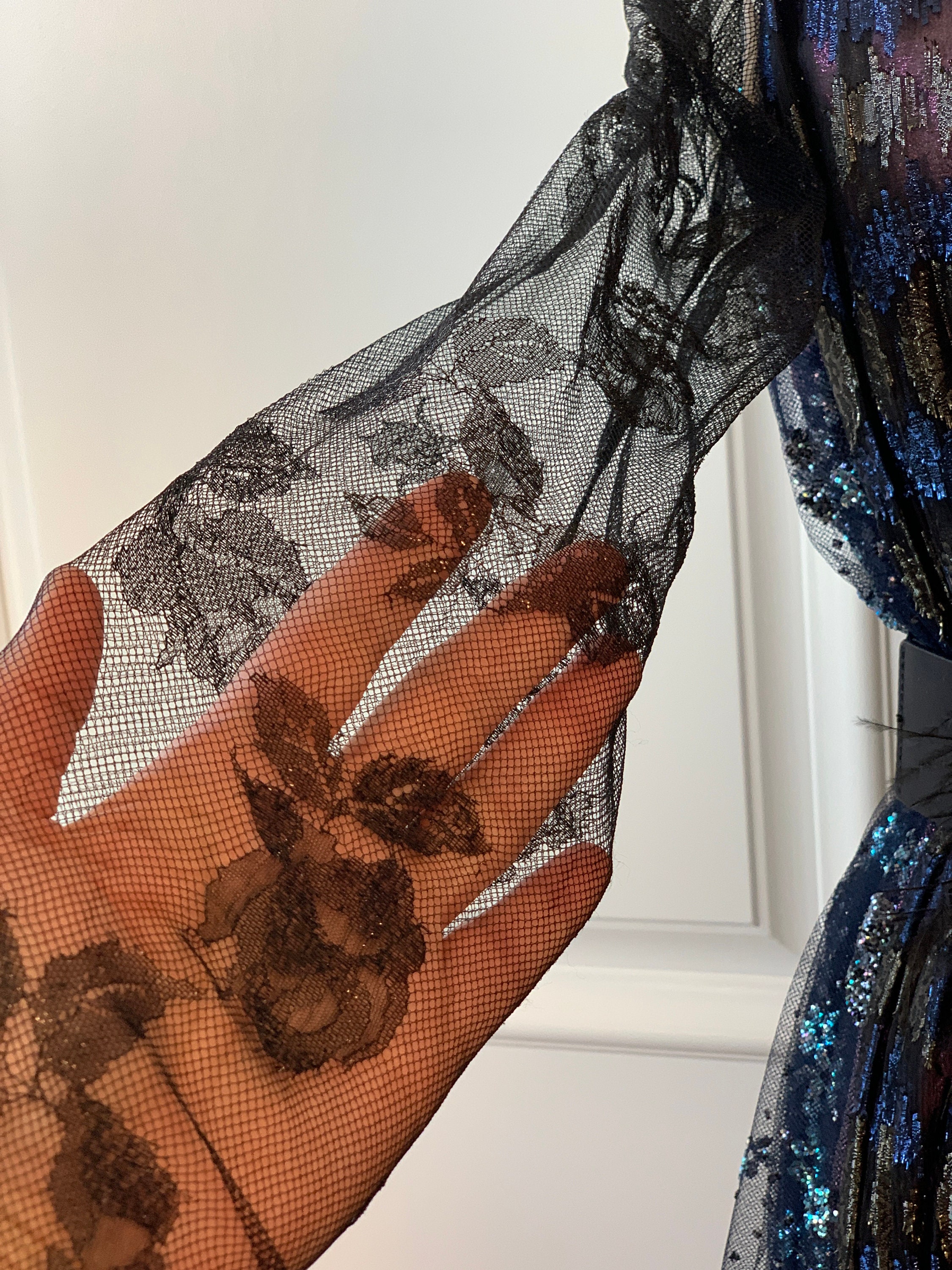 LANVIN Haute Couture Glitter Lace Cocktail Dress US Size 10 Etsy