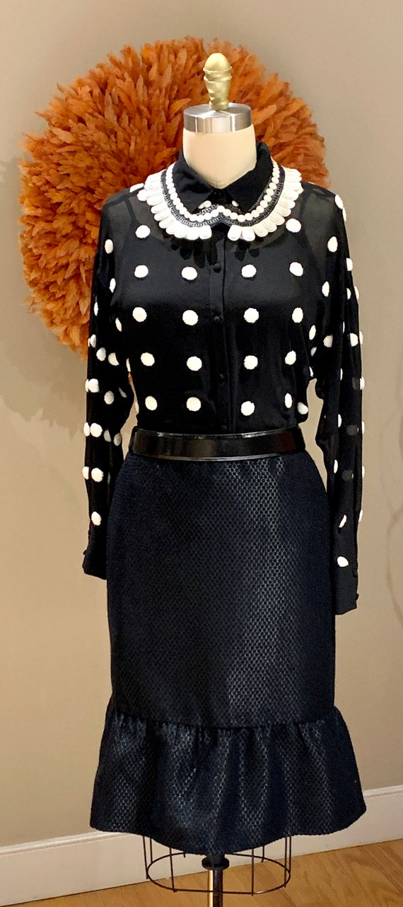 US Size 12 Shimmering Flounce Hem Black Skirt, Br… - image 2