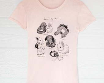 Easter Bunny T-Shirt | Cute Bunny Backpack Graphic Tee | Vintage Pink Cottagecore | Top Easter Gift for Her | Kawaii Spring Shirt
