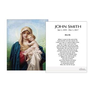 Funeral Memorial Prayer Cards (Virgin With Baby) FPC1050EN -Printed, Optional Lamination
