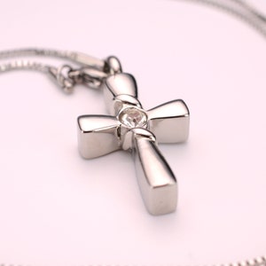 Cross Stainless Steel Cremation Pendant, Cremation Jewelry, Ash Jewelry, Urn Necklace For Ashes, Silver Heart Necklace
