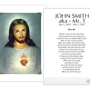Funeral Memorial Prayer Cards (Jesus) FPC1008EN -Printed, Optional Lamination