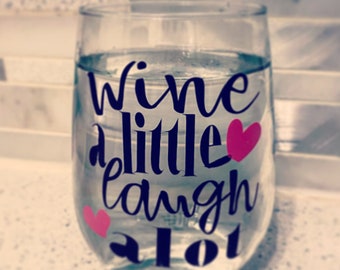 Gifts for nurses// gifts for essential workers// wine glass gifts// kitchen decor// laugh// stemless wine glass