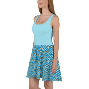 Pekingese Peke Blue Skater Dress