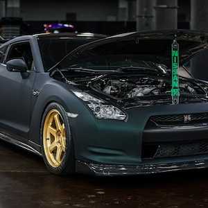 3/8" Thick Hood Prop for GTR, Clear Acrylic Hood Prop with Rechargeable LED, Custom Car Display Accessory,