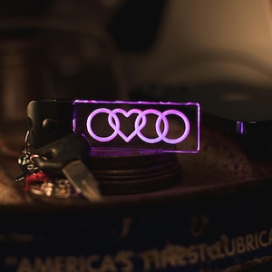 Audi Logo LED Keychain – Unique Design with Heart Ring for Audi Car Enthusiast! Veteran-Owned