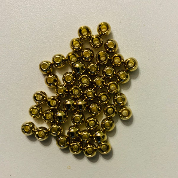 50 Brass Fly Tying beads: Gold