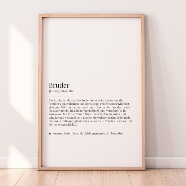 Bester Bruder Definition | Personalisiertes Poster