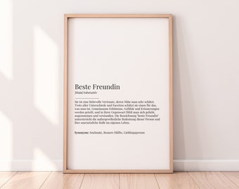 Beste Freundin Definition | Personalisiertes Poster