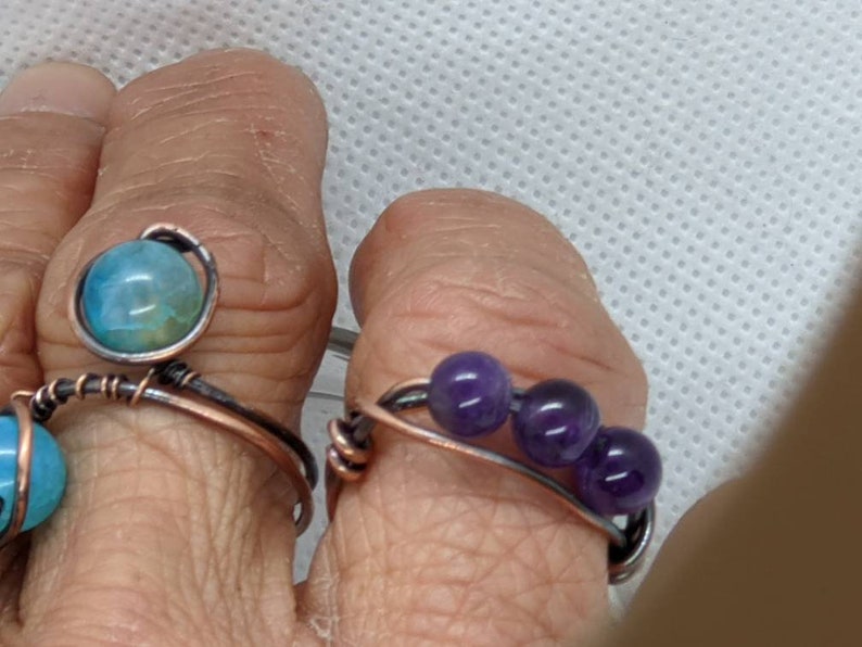 2 Stackable rings amethyst and blue agate.