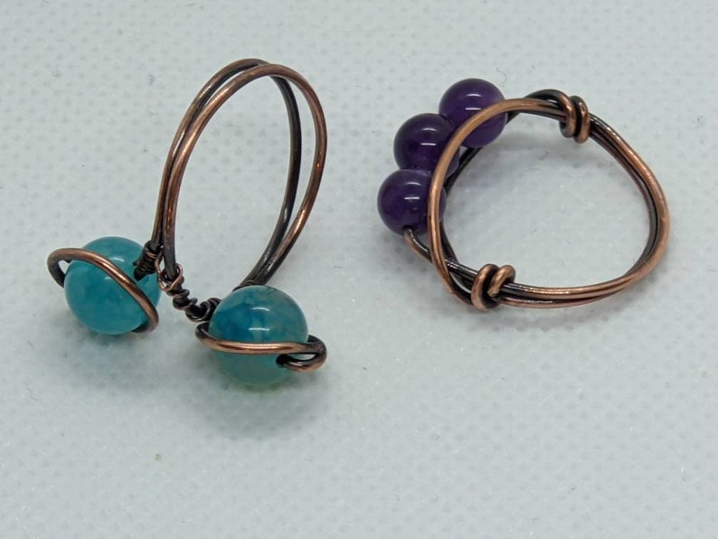 2 Stackable rings amethyst and blue agate.
