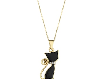 14k Gold Cat Necklace Models - Solid gold necklace for women, girls best jewelry gifts for Birthday, Graduations, New Year and Christmas
