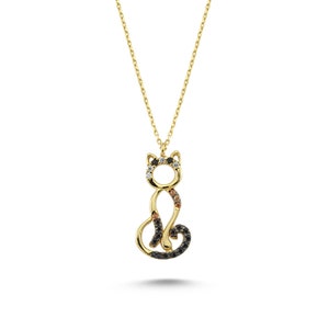 14k Gold Cat Necklace Models - Solid gold necklace for women, girls best jewelry gifts for birthday, graduations, new year and romantic days
