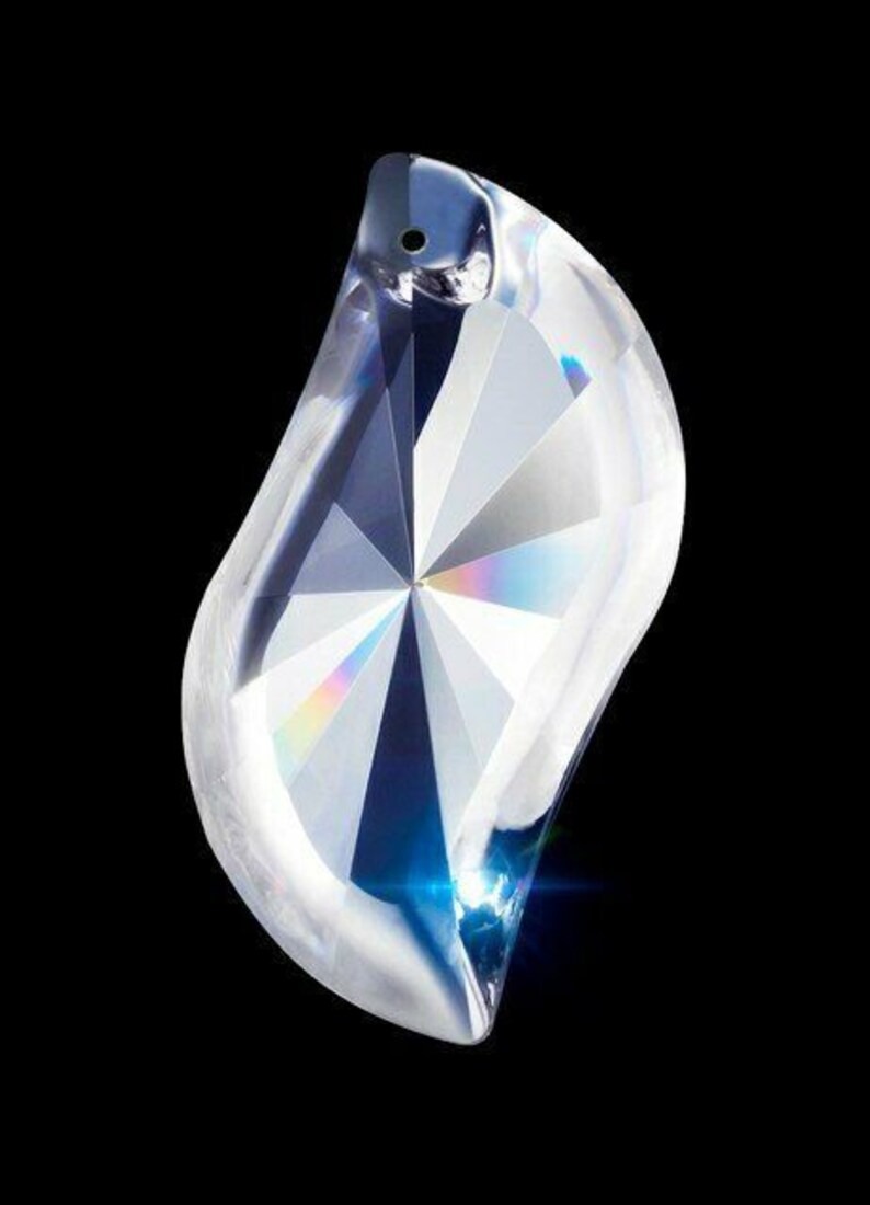 SET of 12-76mm CLEAR S-Shape Asfour Lead Crystal Pendluque #922 Swirl Swing 3