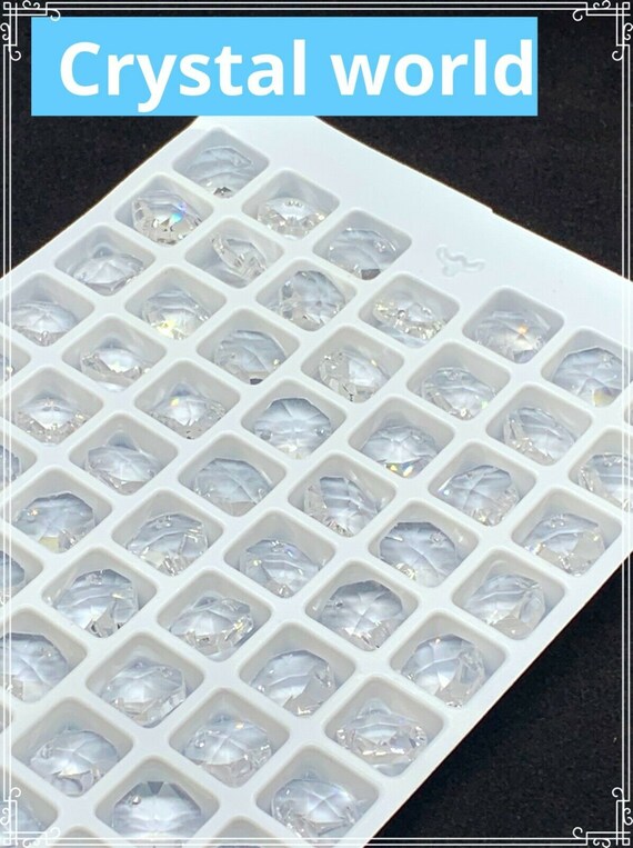 2 Holes Set of 125 Clear Asfour 30% Lead Crystal 1080-14mm Octagon Crystal Chandelier Beads Wholesale 