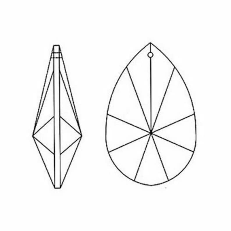SET of 44-38MM CLEAR Asfour Lead Crystal Pearshape #873 European Cut Teardrop