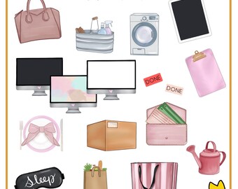 Minimalistische Aufkleber | Aquarell Clip Art (Digitaler Download)