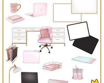Home Office Digitale Aufkleber: Planer, Notizbuch (PNG, GoodNotes)
