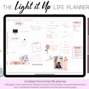 Light it up Life planner 2025 horizontal digital planner | goodnotes planner| note shelf | notability planner | Ultimate life planner