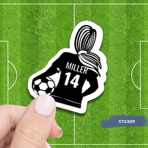 Soccer Player Sticker Girl Soccer Decal Water Bottle Design Custom Name Label Team Number Soccer Gift Girl Athlete Sports Accessory Laptop