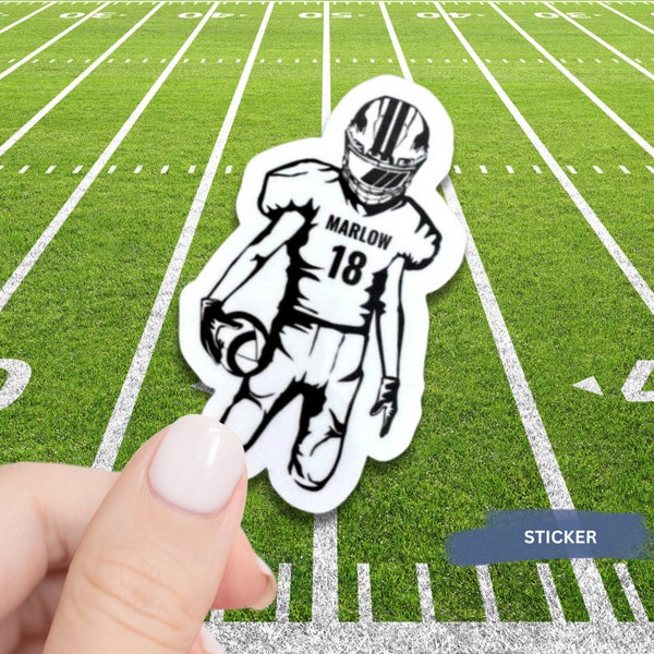 Calcomanía de jugador de fútbol, diseño personalizado, calcomanía de vinilo resistente al agua, accesorio del equipo, decoración para coche, regalo de fútbol, número de jugador, vinilo personalizado