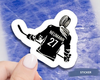 Female Hockey Sticker Custom Design Water Resistant Vinyl Decal Team Gift For Athlete Victory Pose Black Silhouette Laptop Decoration Hockey