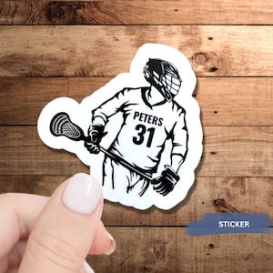 Custom Lacrosse Stickers, Personalized Lacrosse Stickers, Lacrosse Team Stickers, Lacrosse SVG, tournament, Lacrosse Boy Number Sticker