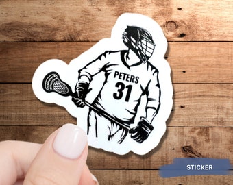 Custom Lacrosse Stickers, Personalized Lacrosse Stickers, Lacrosse Team Stickers, Lacrosse SVG, tournament, Lacrosse Boy Number Sticker