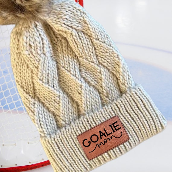Goalie Mom Beanie Winter Hat Pom Custom Design Hockey Gift For Mom Team Wear Warm Accessory Ice Rink Side Gear Cold Weather Sport Style