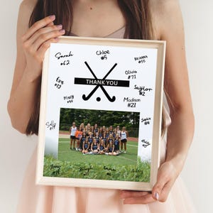Plantilla de descarga digital de agradecimiento de hockey sobre césped Diseño de plantilla de foto de equipo de hockey Tarjeta de celebración de fiesta deportiva imprimible Idea de regalo Hockey